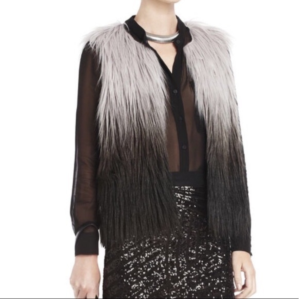 New BCBGMAXAZRIA Faux Ombré Fur Vest